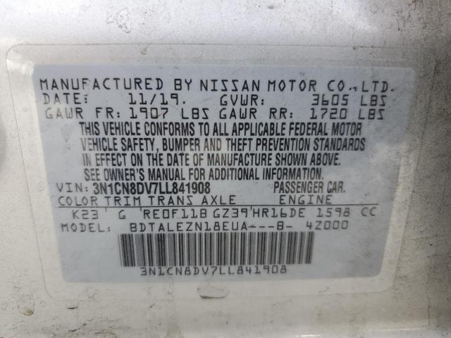 3N1CN8DV7LL841908 - 2020 NISSAN VERSA S SILVER photo 13