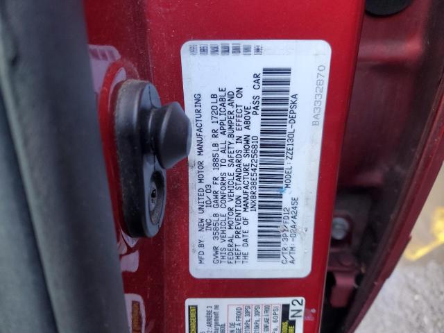 1NXBR38E54Z256810 - 2004 TOYOTA COROLLA CE RED photo 12