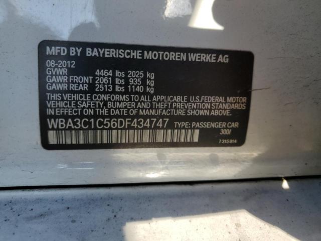 WBA3C1C56DF434747 - 2013 BMW 328 I SULEV WHITE photo 12