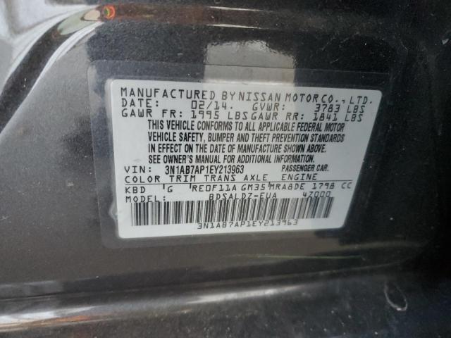 3N1AB7AP1EY213963 - 2014 NISSAN SENTRA S GRAY photo 12