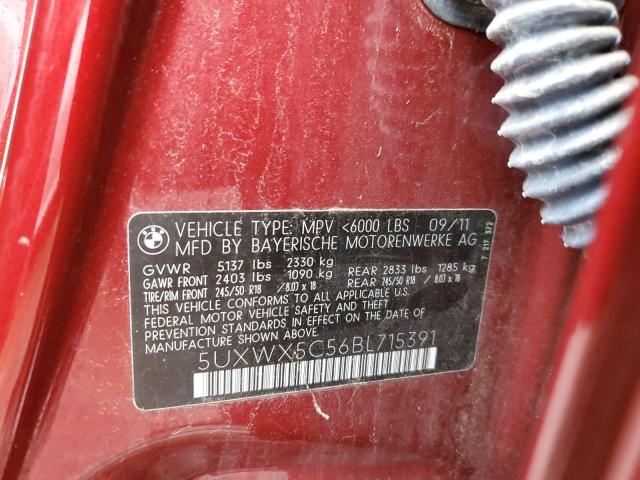 5UXWX5C56BL715391 - 2011 BMW X3 XDRIVE28I RED photo 13