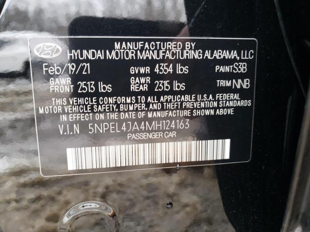 5NPEL4JA4MH124163 - 2021 HYUNDAI SONATA SEL BLACK photo 12