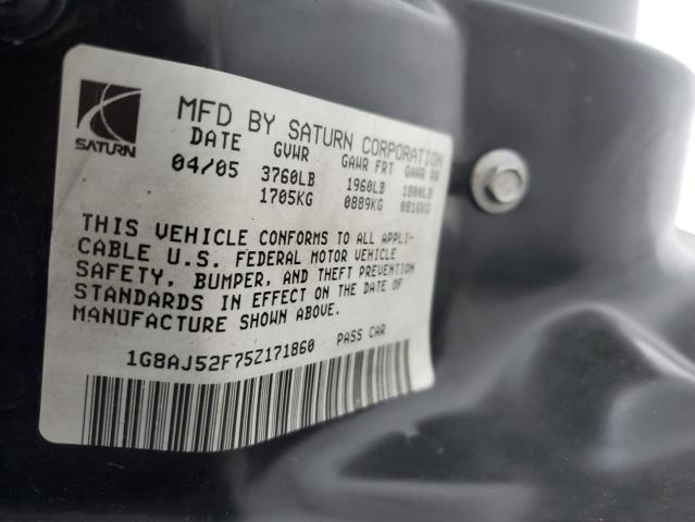 1G8AJ52F75Z171860 - 2005 SATURN ION LEVEL 2 勃艮第红 照片 12