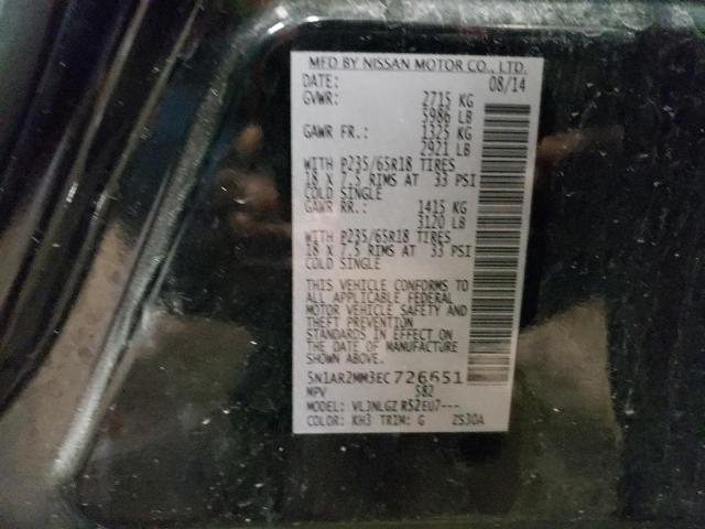 5N1AR2MM3EC726651 - 2014 NISSAN PATHFINDER S BLACK photo 14