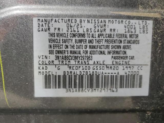 3N1AB8CV3MY297963 - 2021 NISSAN SENTRA SV GRAY photo 12