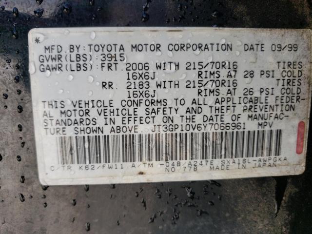 JT3GP10V6Y7066961 - 2000 TOYOTA RAV4 BLACK photo 13