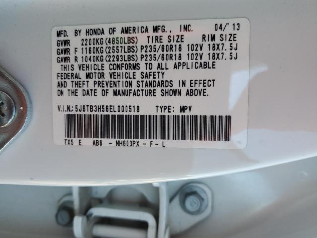 5J8TB3H56EL000519 - 2014 ACURA RDX TECHNOLOGY WHITE photo 12