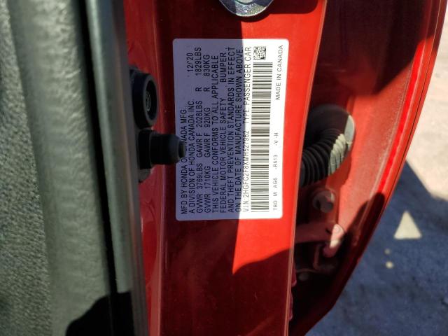 2HGFC2F8XMH527962 - 2021 HONDA CIVIC SPORT 红色 照片 12