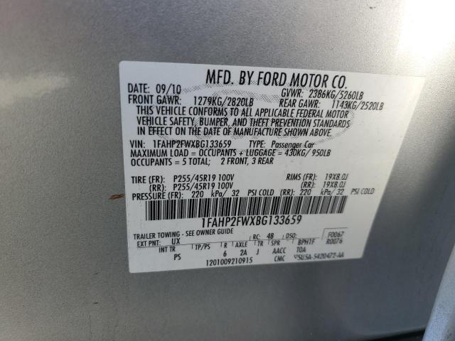 1FAHP2FWXBG133659 - 2011 FORD TAURUS LIMITED SILVER photo 12