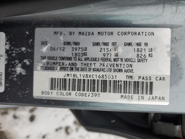 JM1BL1V8XC1685031 - 2012 MAZDA 3 I TEAL photo 12