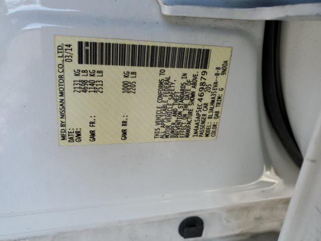 1N4AA5AP5EC469879 - 2014 NISSAN MAXIMA S WHITE photo 12