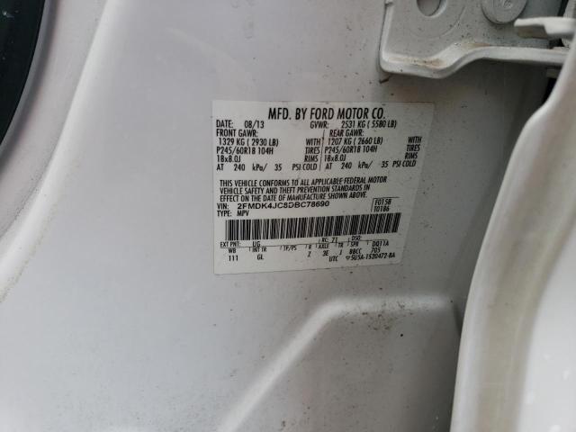 2FMDK4JC8DBC78690 - 2013 FORD EDGE SEL WHITE photo 14