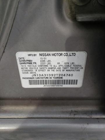 JN1DA31D92T204740 - 2002 NISSAN MAXIMA GLE GRAY photo 12