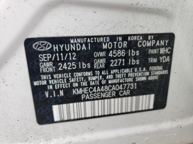 KMHEC4A48CA047731 - 2012 HYUNDAI SONATA HYBRID WHITE photo 12