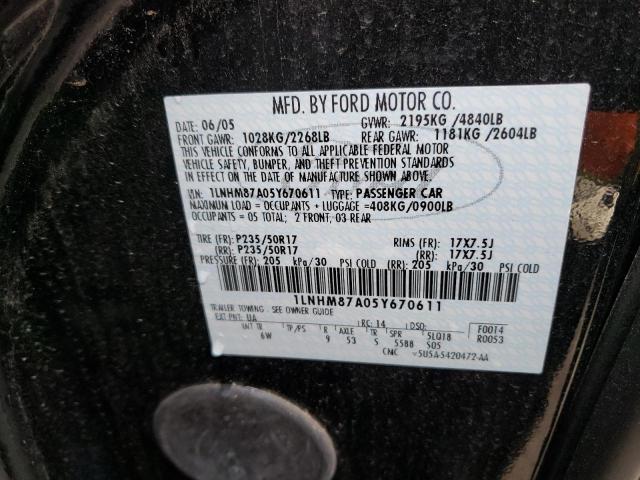 1LNHM87A05Y670611 - 2005 LINCOLN LS 黑色 照片 12