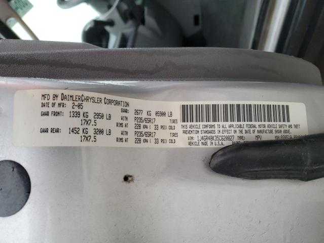 1J4GR48K35C620827 - 2005 JEEP GRAND CHER LAREDO Արծաթագույն լուսանկար 13