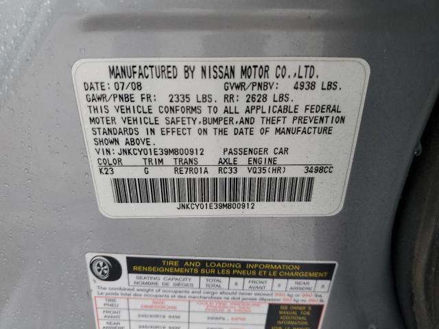 JNKCY01E39M800912 - 2009 INFINITI M35 BASE SILVER photo 12