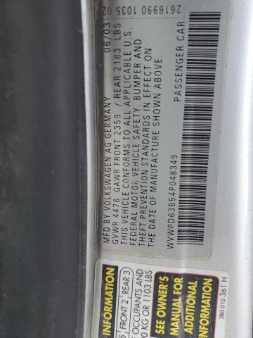 WVWPD63B54P048349 - 2004 VOLKSWAGEN PASSAT GLS SILVER photo 12