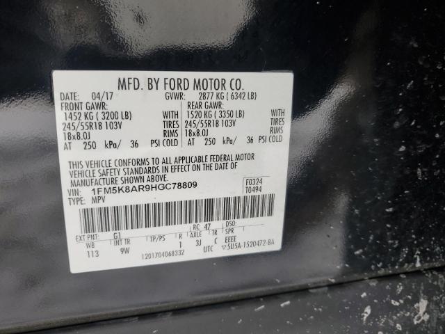 1FM5K8AR9HGC78809 - 2017 FORD EXPLORER POLICE INTERCEPTOR Schwarz Foto 12