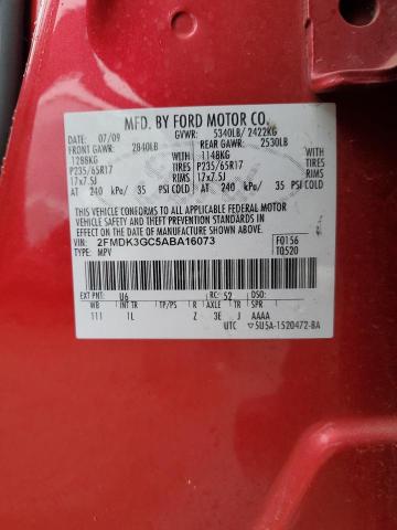 2FMDK3GC5ABA16073 - 2010 FORD EDGE SE RED photo 12