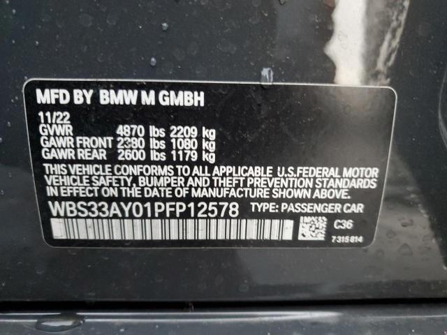 WBS33AY01PFP12578 - 2023 BMW M3 COMPETITION GRAY photo 12