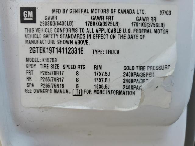 2GTEK19T141123318 - 2004 GMC NEW SIERRA K1500 WHITE photo 12