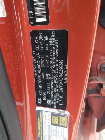 3KPF34AD7ME296349 - 2021 KIA FORTE GT LINE ORANGE photo 12