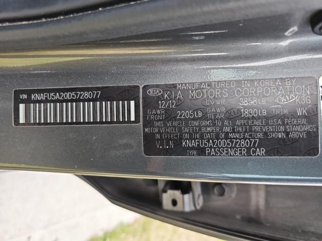 KNAFU5A20D5728077 - 2013 KIA FORTE EX ნაცრისფერი ფოტო 10