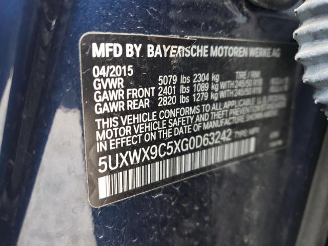 5UXWX9C5XG0D63242 - 2016 BMW X3 XDRIVE28I BLUE photo 12