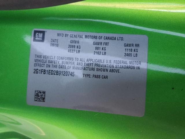 2G1FB1ED2B9120745 - 2011 CHEVROLET CAMARO LT GREEN photo 12