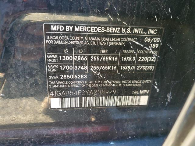 4JGAB54E2YA208979 - 2000 MERCEDES-BENZ ML 320 CHARCOAL photo 13