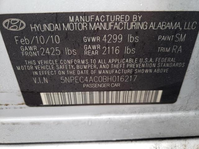 5NPEC4AC0BH016217 - 2011 HYUNDAI SONATA SE SILVER photo 13