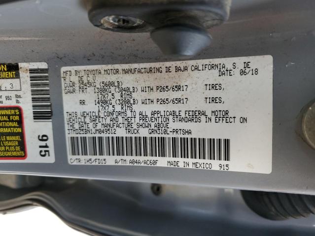 3TMDZ5BN1JM049512 - 2018 TOYOTA TACOMA DOUBLE CAB 银色 照片 13