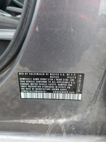 3VW2K7AJ7FM303816 - 2015 VOLKSWAGEN JETTA BASE CHARCOAL photo 12