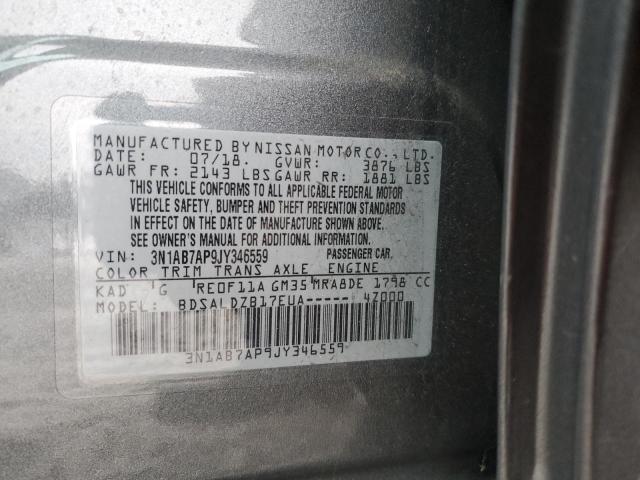 3N1AB7AP9JY346559 - 2018 NISSAN SENTRA S GRAY photo 12