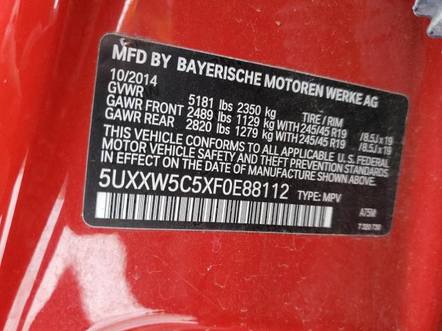 5UXXW5C5XF0E88112 - 2015 BMW X4 XDRIVE35I RED photo 13