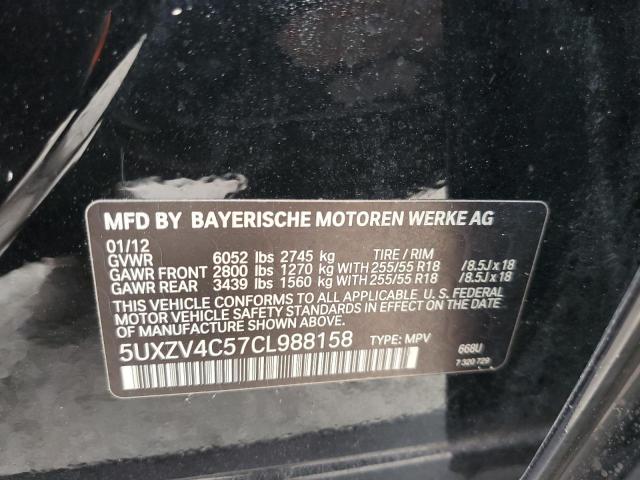 5UXZV4C57CL988158 - 2012 BMW X5 XDRIVE35I BLACK photo 12