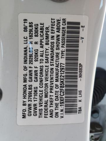 19XFC2F85KE212977 - 2019 HONDA CIVIC SPORT 白色 照片 12