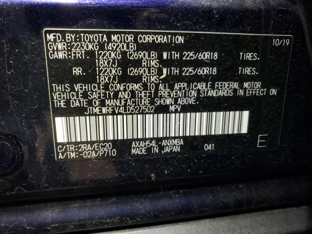 JTMEWRFV4LD527502 - 2020 TOYOTA RAV4 XSE BLUE photo 13