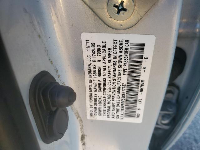 19XFB2F53CE317737 - 2012 HONDA CIVIC LX SILVER photo 12