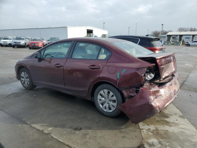 19XFB2F50CE321017 - 2012 HONDA CIVIC LX BURGUNDY photo 2