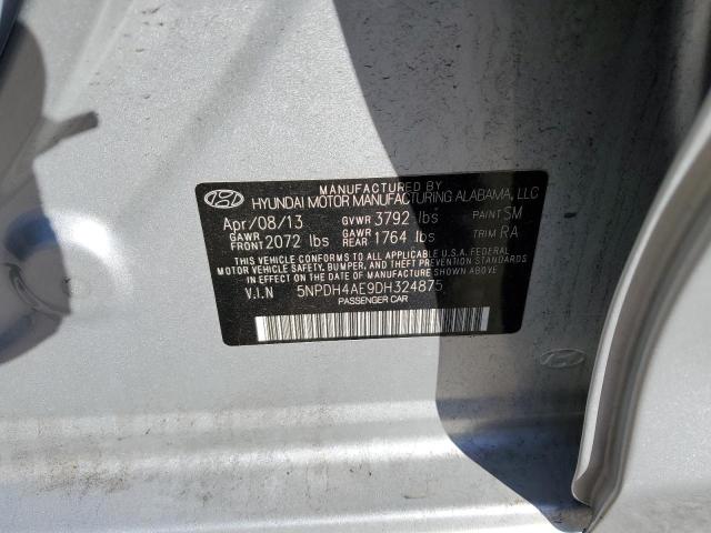 5NPDH4AE9DH324875 - 2013 HYUNDAI ELANTRA GLS SILVER photo 12