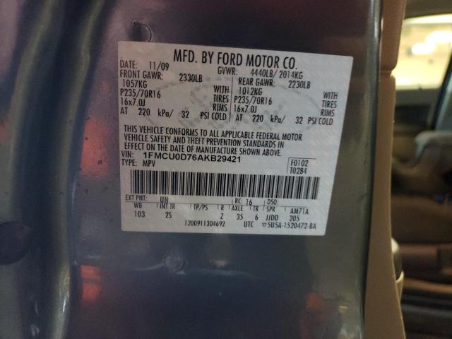 1FMCU0D76AKB29421 - 2010 FORD ESCAPE XLT BLUE photo 12