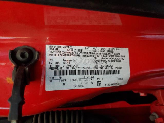 1FADP3F29DL125712 - 2013 FORD FOCUS SE RED photo 12