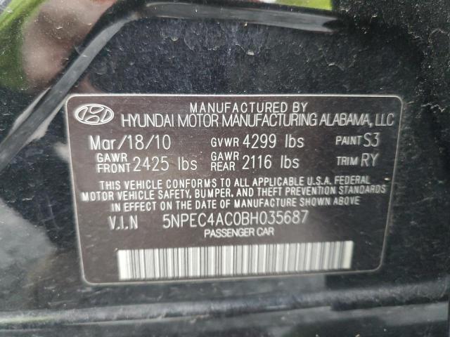 5NPEC4AC0BH035687 - 2011 HYUNDAI SONATA SE BLACK photo 12