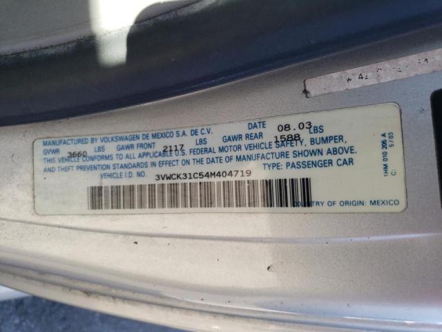 3VWCK31C54M404719 - 2004 VOLKSWAGEN NEW BEETLE GLS SILVER photo 12