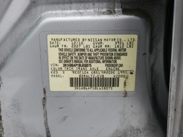 3N1AB6AP1BL658075 - 2011 NISSAN SENTRA 2.0 SILVER photo 12