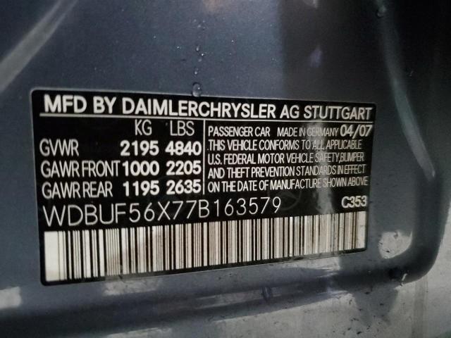 WDBUF56X77B163579 - 2007 MERCEDES-BENZ E 350 BLUE photo 12