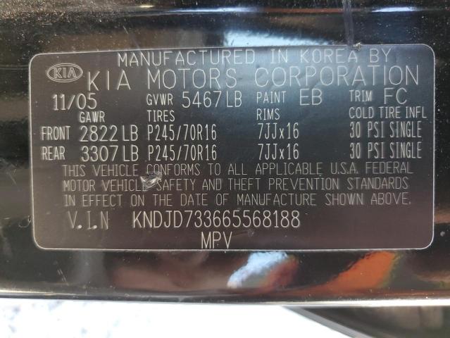 KNDJD733665568188 - 2006 KIA SORENTO EX BLACK photo 13