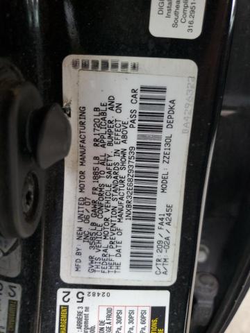 1NXBR32E68Z937539 - 2008 TOYOTA COROLLA CE BLACK photo 12